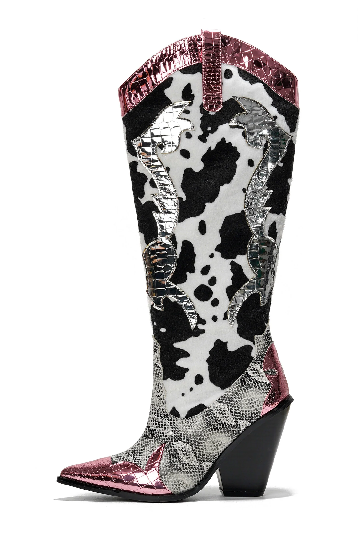 Karine Animal Print Western Cowgirl Boots - Pink-1