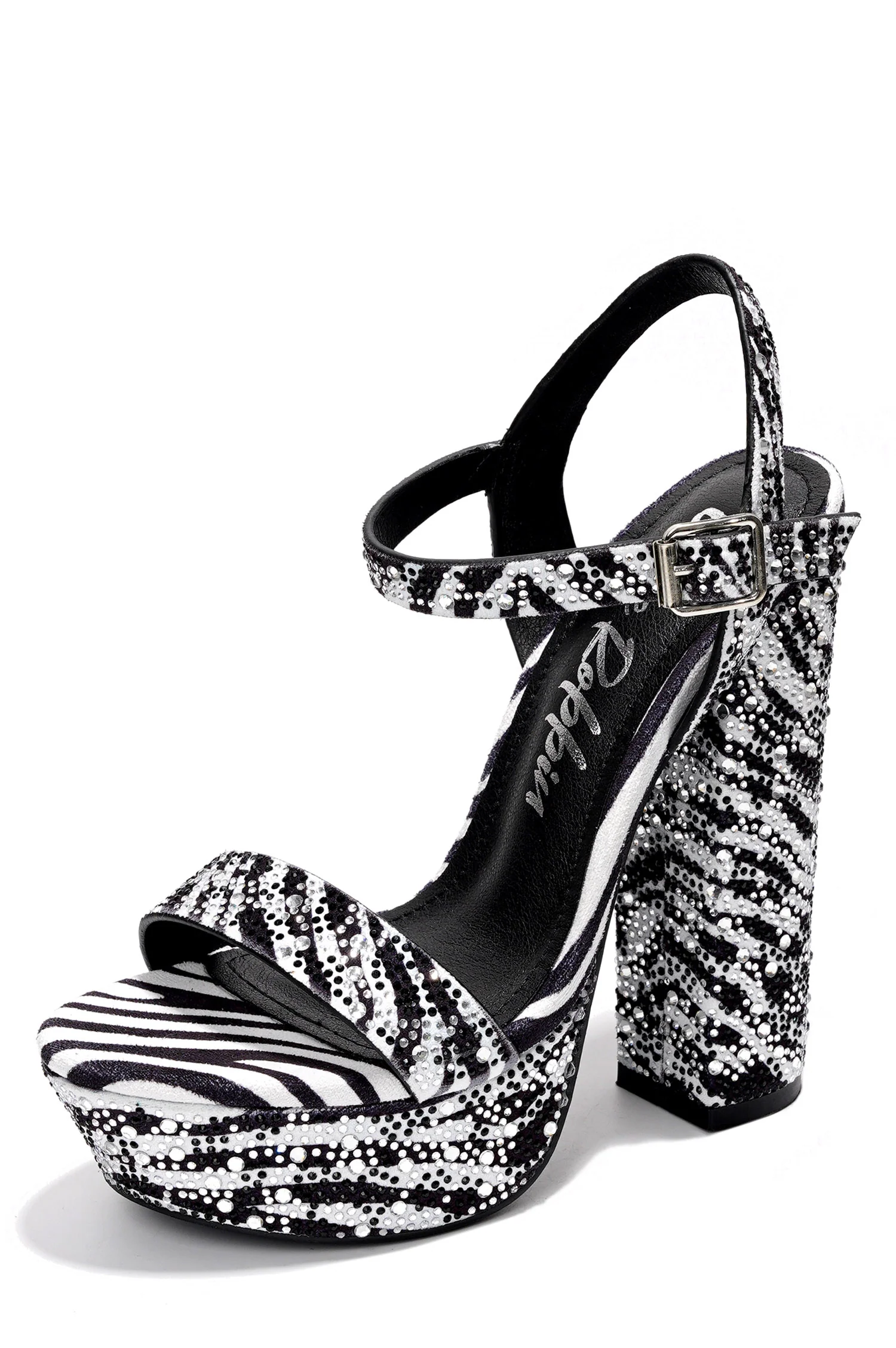 Rosss Rhinestone Print Platform Heels - Zebra-1